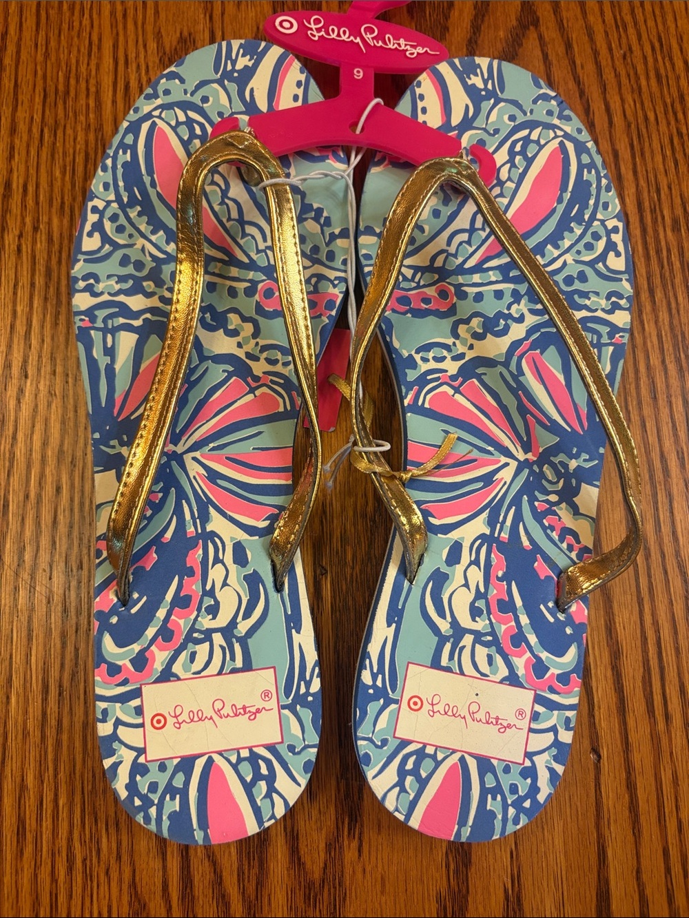 NWT Lily Pulitzer for Target Limited Edition Flip Flops in My Fan Print Size 9